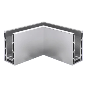 Kozza KE100 – U-profil indvendig hjørne 90° til glasbalustrade, montering ovenfra