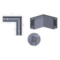 Kozza KE100 – U-profil indvendig hjørne 90° til glasbalustrade, montering ovenfra 000-854 (2)