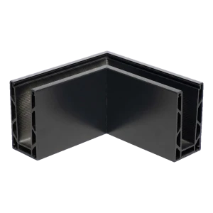 Kozza KE 100 – ydre U-hjørneprofil 90° til helglasrækværk, mørkegrå RAL 7021