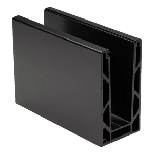 Kozza KE 100 – U-profil til helglasrækværk 5000 mm sort, montering fra oven