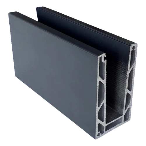 Kozza KE 100 – U-profil til helglasbalustrade 5000 mm mørkegrå 000-862 (1)