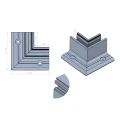Kozza KE 105 – indre hjørne L-profil 90° til heldglasskværn, aluminium, mat eloxering 000-865 (2)