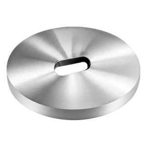 PSG afstandsstykke til punktfæstningsmøttrikker fi 50 mm / 5 mm – bønneformet hul, AISI 304 satin