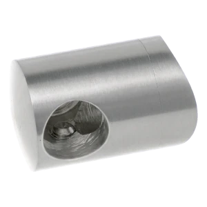 PSG højre endebeholder gelænder til stang fi 12 mm på rør fi 42,4 mm – rustfrit stål AISI 304 satin