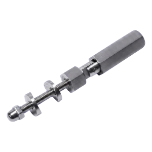 PSG hængselfæste til wire ø 6 mm – montering til rør 42,4 mm eller flade, AISI 304 satin