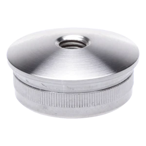 Konveks indslagsdæksel til gelænderrør 48,3 mm med M8 gevind, AISI 304 satin