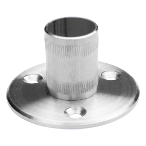 PINOX – gelænderstolpefod fi42,4 mm til nedramning, rustfrit stål satin