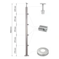 PSG gennemgående gelænderstolpe Ø42,4 mm af rustfrit stål AISI 304 – 4 beslag Ø12, gulvmontering 001-207 (2)